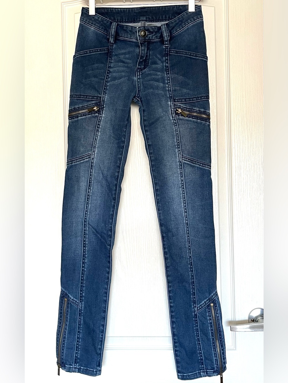 BCBGMAXAZRIA Archive Vintage Zipper Panel Flare Jeans Cyber Grunge Punk Y2K 26